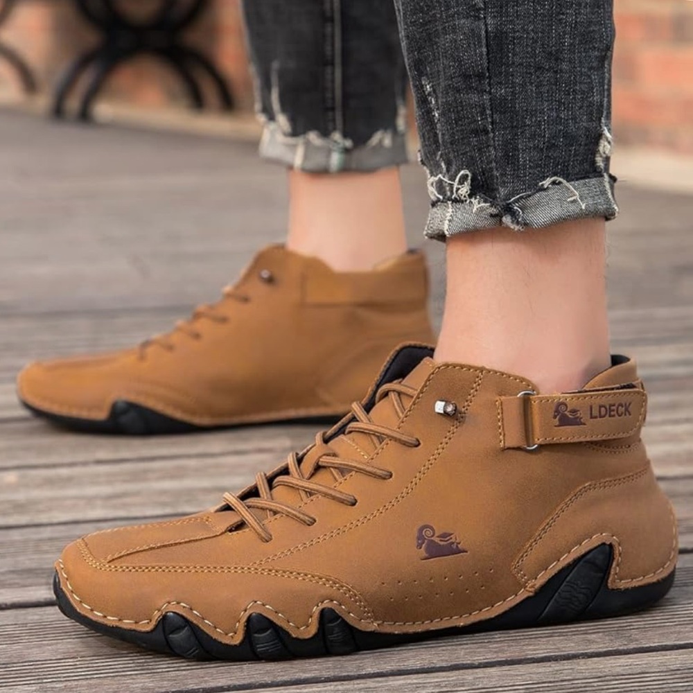 New LDECK Light Brown Faux Suede Lace Up Ankle Boots  Women’s EU37 US6.5-7